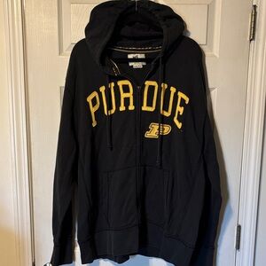 XL- Banner ‘47 Purdue Boilermakers Black Hoodie Zip-up Sweatshirt